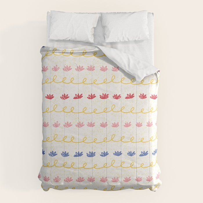Abstract Cookie Pattern Doodle in White & Pink Comforter Gallery Image 6