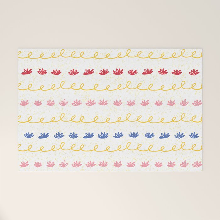 Abstract Cookie Pattern Doodle in White & Pink Welcome Mat Gallery Image 1