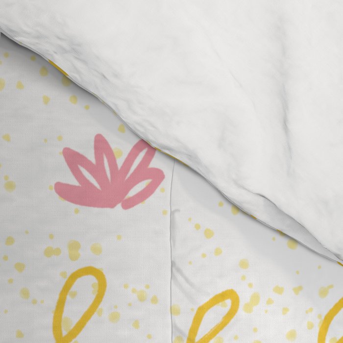 Abstract Cookie Pattern Doodle in White & Pink Comforter Gallery Image 4
