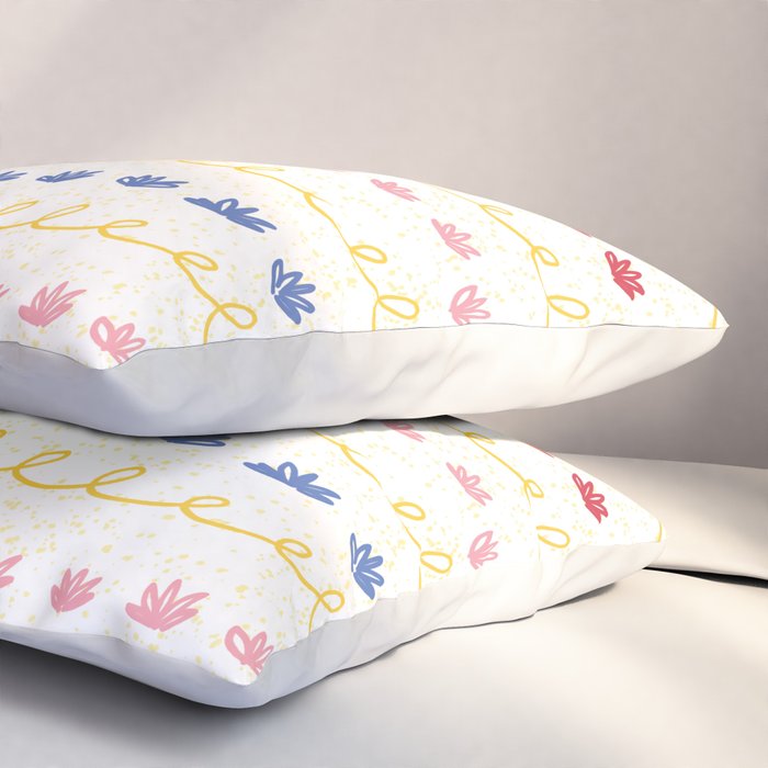 Abstract Cookie Pattern Doodle in White & Pink Pillow Sham Gallery Image 3