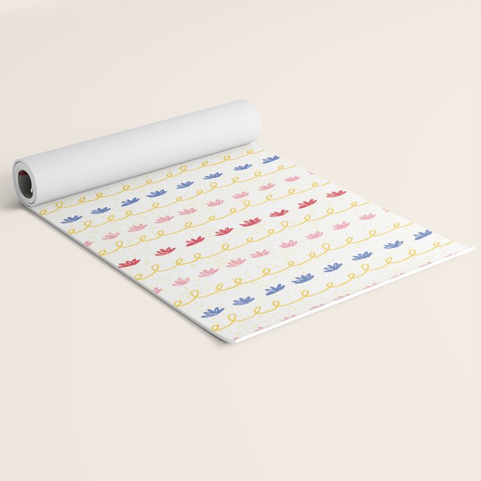 Abstract Cookie Pattern Doodle in White & Pink Yoga Mat Gallery Image 2