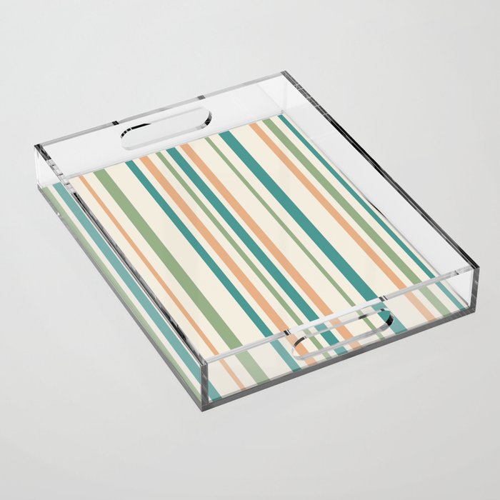 Classic Stripes XXVI - Natural Boho Acrylic Tray Gallery Image 1