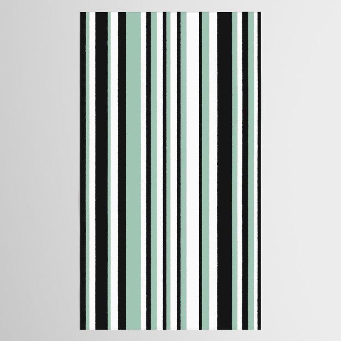 Classic Stripes XII - Mint, Black and White Tablecloth Gallery Image 2