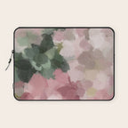 Blurry Bouquet - Forest Green Fuchsia Blush Dark Pink Abstract Flower Nature Painting Art Print Laptop Sleeve Gallery Image 1