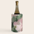 Blurry Bouquet - Forest Green Fuchsia Blush Dark Pink Abstract Flower Nature Painting Art Print Wine Chiller Gallery Image 1