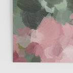 Blurry Bouquet - Forest Green Fuchsia Blush Dark Pink Abstract Flower Nature Painting Art Print Poster Gallery Image 3