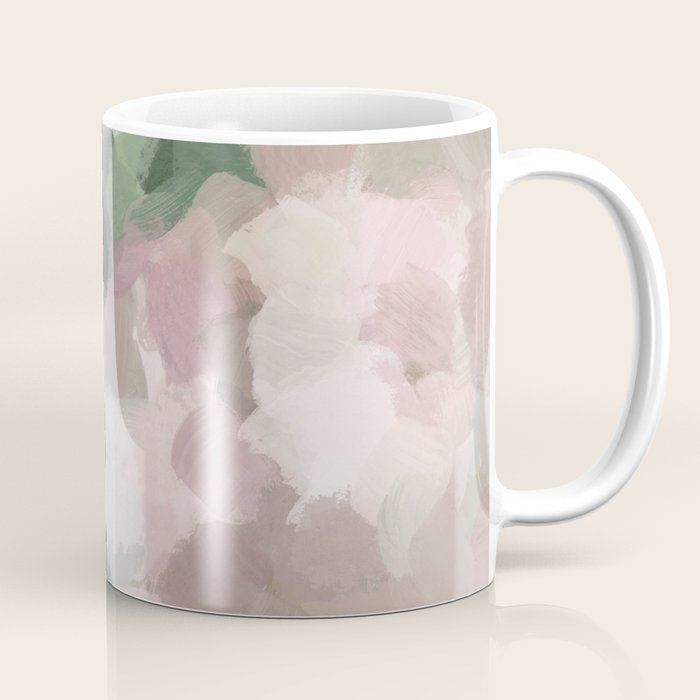 Blurry Bouquet - Forest Green Fuchsia Blush Dark Pink Abstract Flower Nature Painting Art Print Coffee Mug Gallery Image 1