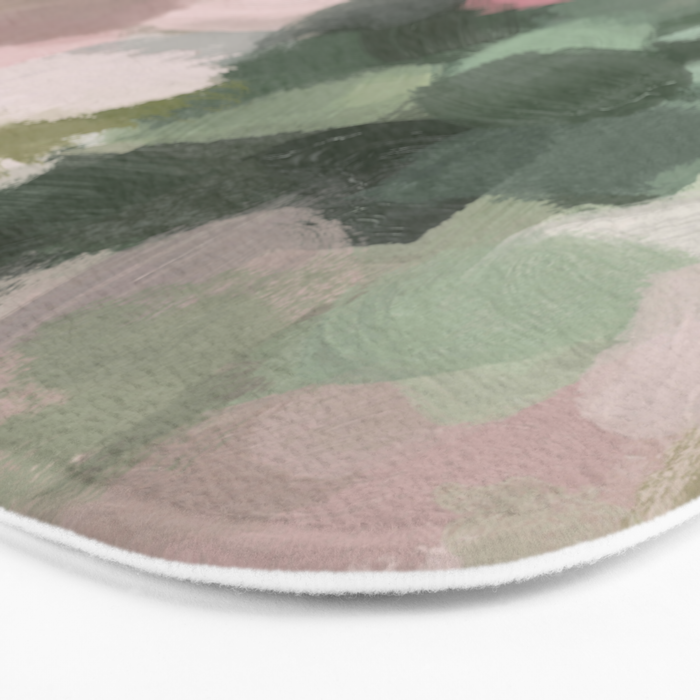 Blurry Bouquet - Forest Green Fuchsia Blush Dark Pink Abstract Flower Nature Painting Art Print Bath Mat Gallery Image 3