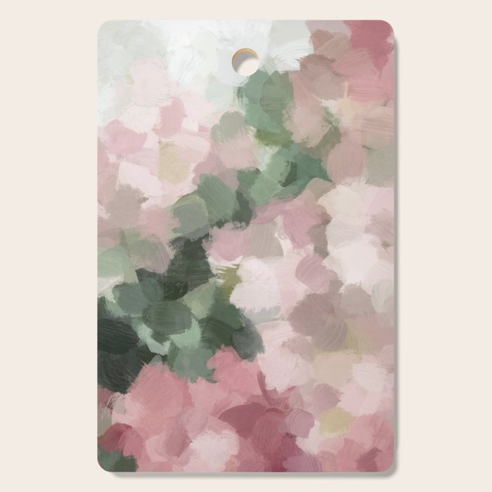 Blurry Bouquet - Forest Green Fuchsia Blush Dark Pink Abstract Flower Nature Painting Art Print Cutting Board Gallery Image 1