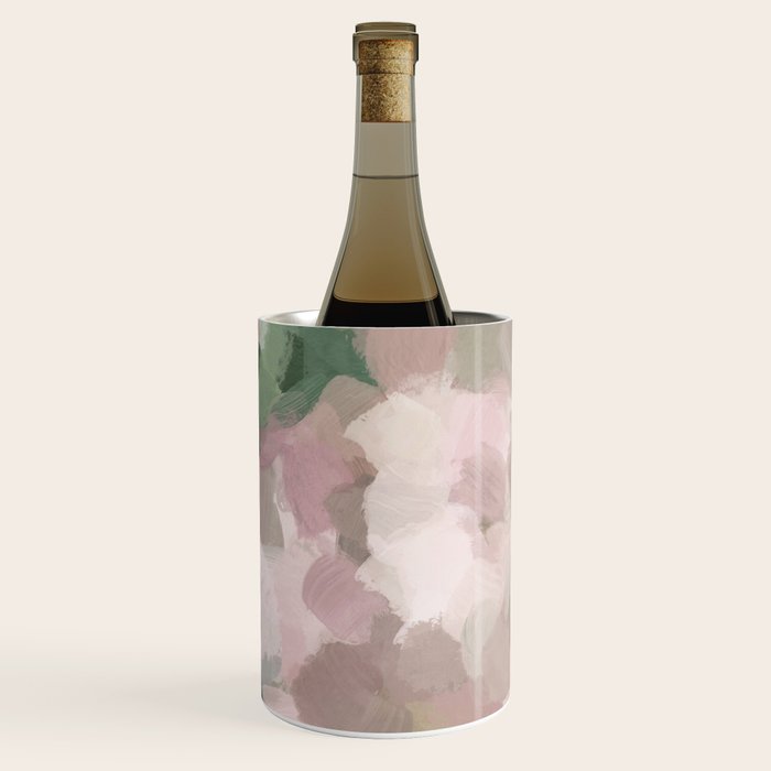 Blurry Bouquet - Forest Green Fuchsia Blush Dark Pink Abstract Flower Nature Painting Art Print Wine Chiller Gallery Image 3