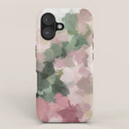 Blurry Bouquet - Forest Green Fuchsia Blush Dark Pink Abstract Flower Nature Painting Art Print iPhone Case Gallery Image 1