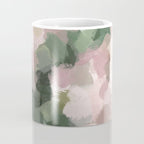 Blurry Bouquet - Forest Green Fuchsia Blush Dark Pink Abstract Flower Nature Painting Art Print Coffee Mug Gallery Image 4