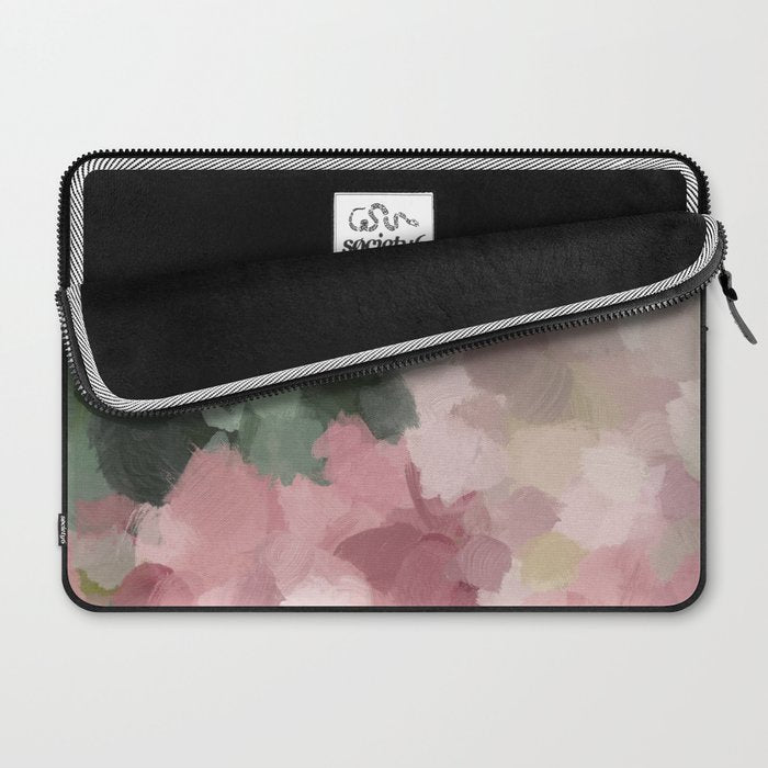 Blurry Bouquet - Forest Green Fuchsia Blush Dark Pink Abstract Flower Nature Painting Art Print Laptop Sleeve Gallery Image 2