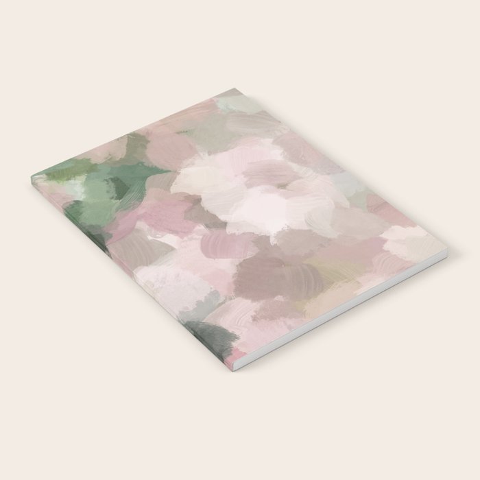 Blurry Bouquet - Forest Green Fuchsia Blush Dark Pink Abstract Flower Nature Painting Art Print Notebook Gallery Image 2
