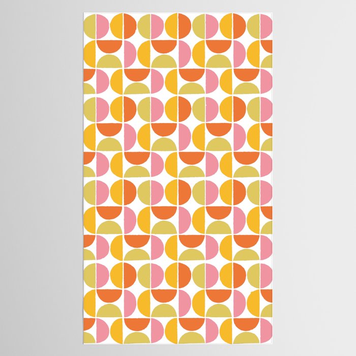 Mid Century Modern Pink Red Green Orange Geometric Tablecloth Gallery Image 2