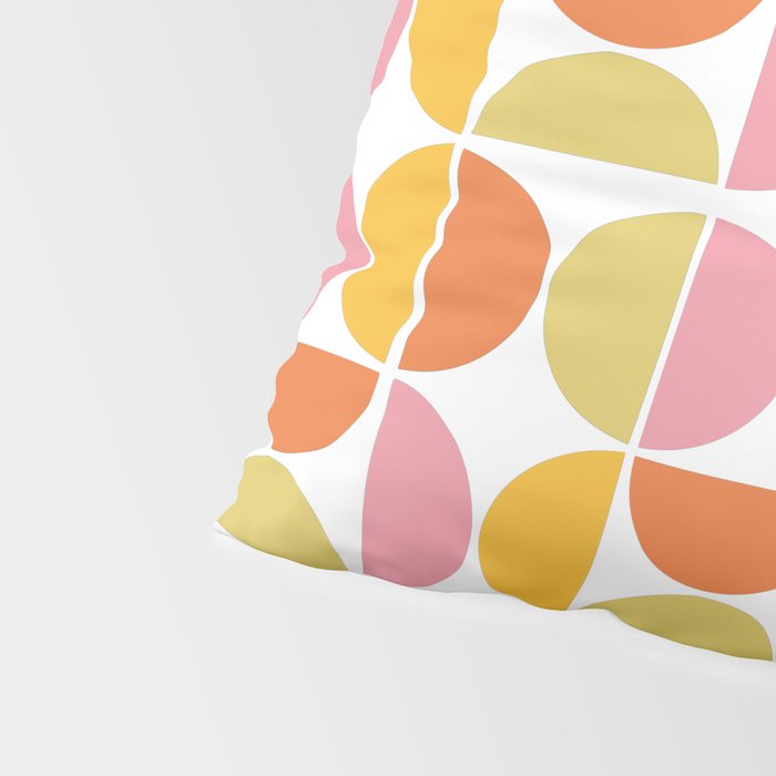 Mid Century Modern Pink Red Green Orange Geometric Pillow Sham Gallery Image 4
