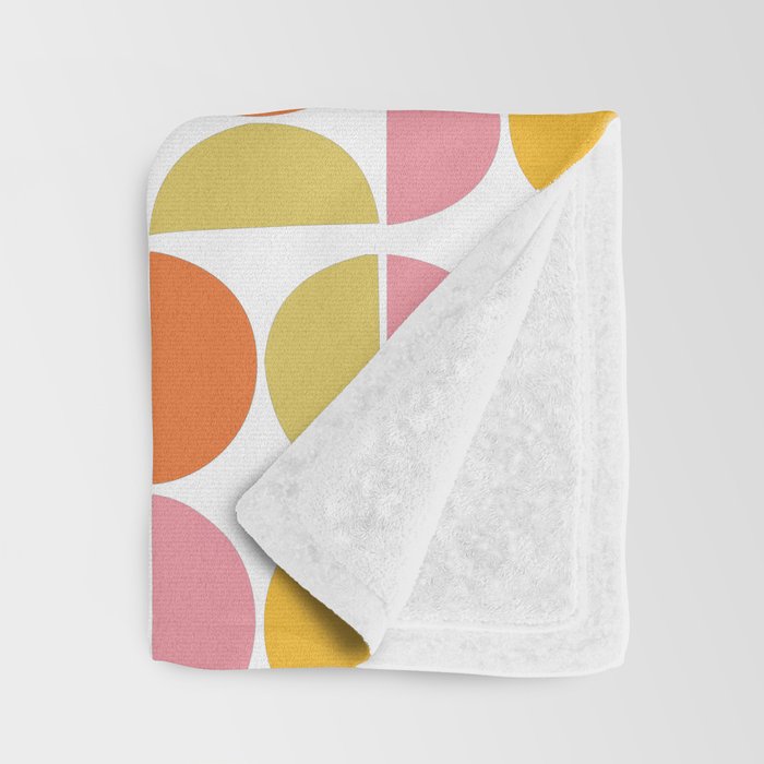 Mid Century Modern Pink Red Green Orange Geometric Throw Blanket Gallery Image 3