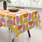Mid Century Modern Pink Red Green Orange Geometric Tablecloth Gallery Image 3