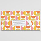 Mid Century Modern Pink Red Green Orange Geometric Desk Mat Gallery Image 1