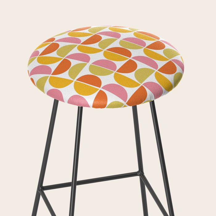 Mid Century Modern Pink Red Green Orange Geometric Stool Gallery Image 2