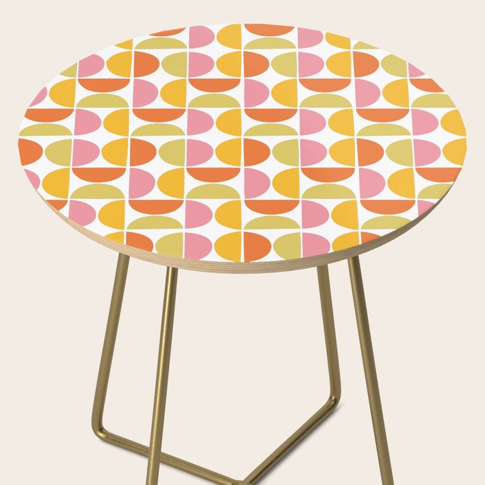 Mid Century Modern Pink Red Green Orange Geometric Side Table Gallery Image 2