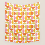 Mid Century Modern Pink Red Green Orange Geometric Wall Tapestry Gallery Image 4