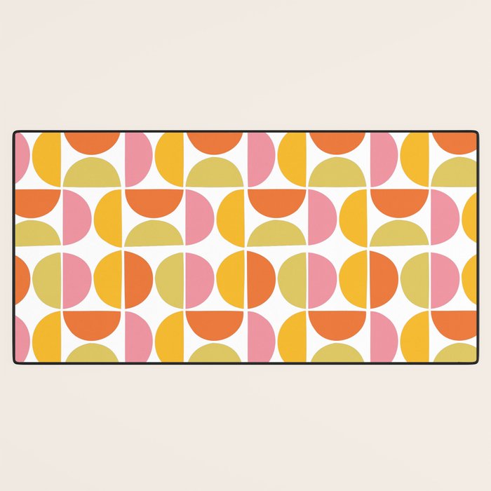Mid Century Modern Pink Red Green Orange Geometric Desk Mat Gallery Image 3