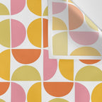 Mid Century Modern Pink Red Green Orange Geometric Wall Tapestry Gallery Image 3