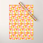 Mid Century Modern Pink Red Green Orange Geometric Wrapping Paper Gallery Image 1