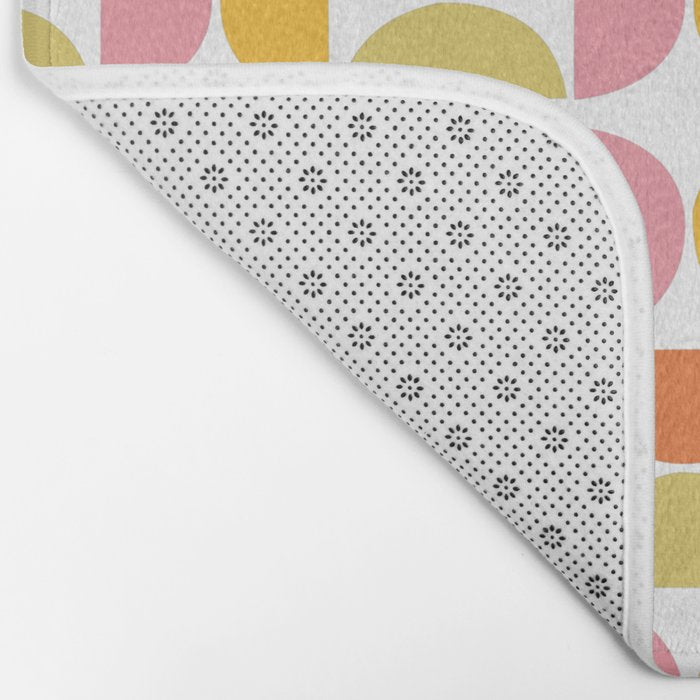 Mid Century Modern Pink Red Green Orange Geometric Bath Mat Gallery Image 2
