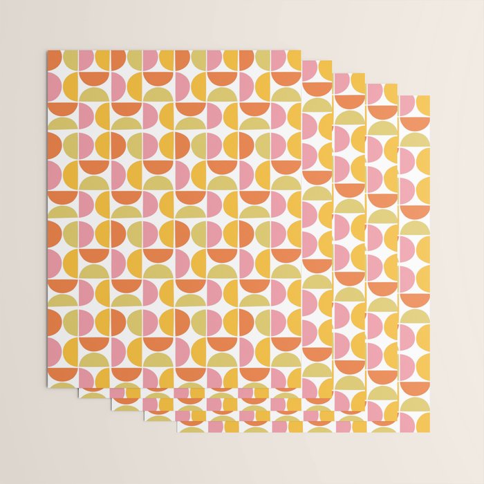 Mid Century Modern Pink Red Green Orange Geometric Wrapping Paper Gallery Image 3