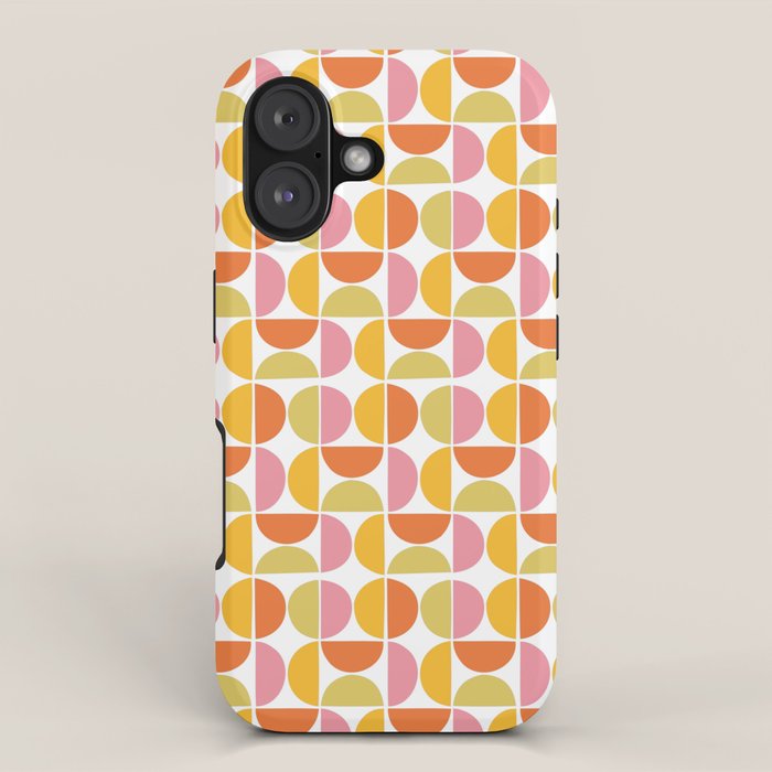 Mid Century Modern Pink Red Green Orange Geometric iPhone Case Gallery Image 1