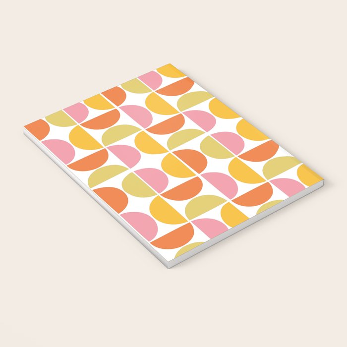 Mid Century Modern Pink Red Green Orange Geometric Notebook Gallery Image 3