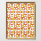 Mid Century Modern Pink Red Green Orange Geometric Serving Tray Gallery Image 1