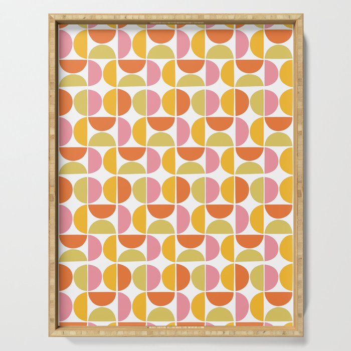 Mid Century Modern Pink Red Green Orange Geometric Serving Tray Gallery Image 1