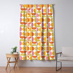 Mid Century Modern Pink Red Green Orange Geometric Window Curtain Gallery Image 5
