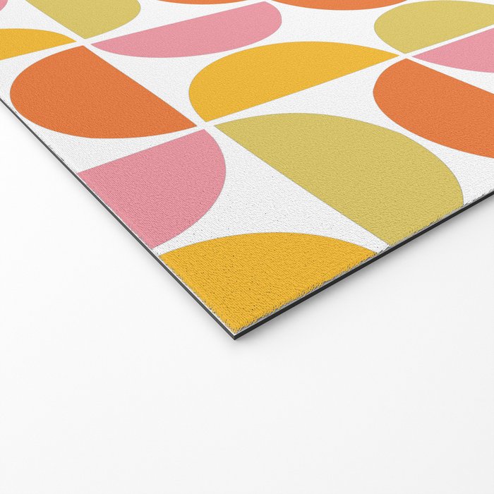 Mid Century Modern Pink Red Green Orange Geometric Welcome Mat Gallery Image 2