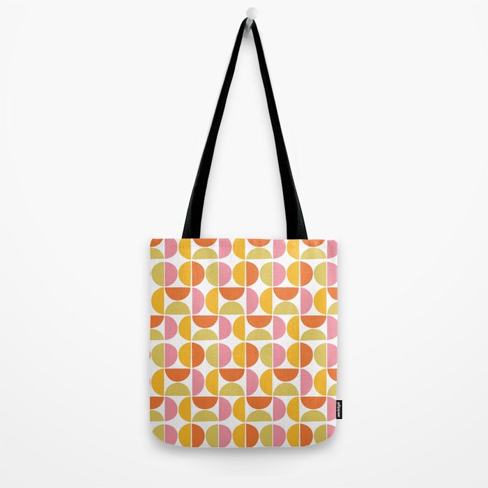 Mid Century Modern Pink Red Green Orange Geometric Tote Bag Gallery Image 2