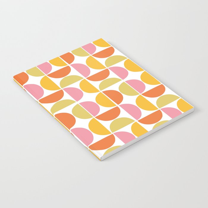 Mid Century Modern Pink Red Green Orange Geometric Notebook Gallery Image 2