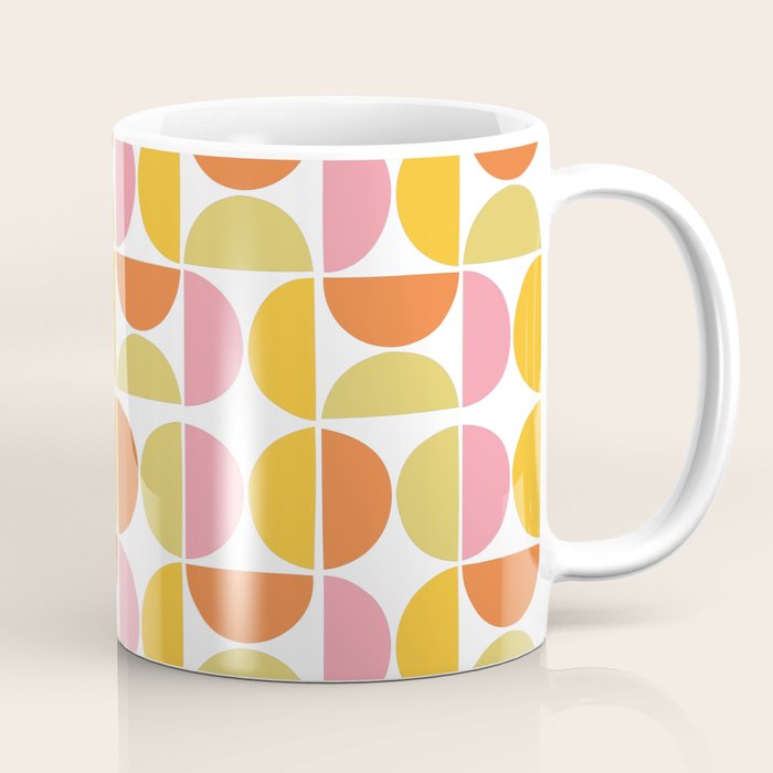 Mid Century Modern Pink Red Green Orange Geometric Coffee Mug Gallery Image 1