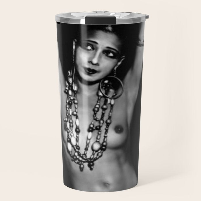 Jazz Age Josephine Baker in Folies Bergère Bananas Costume black and white photography Travel Mug Gallery Image 1