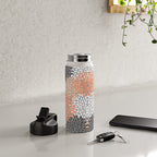 Floral Pattern, Coral, Gray, White Water Bottle Gallery Image 4