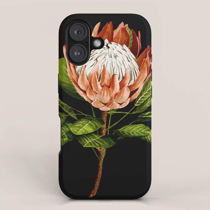 protea watercolor black iPhone Case Gallery Image 1