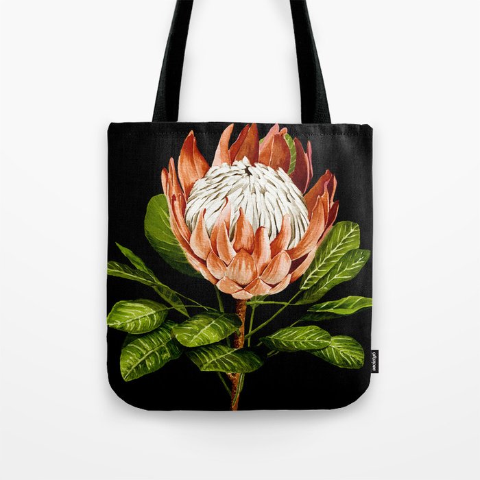 protea watercolor black Tote Bag Gallery Image 1