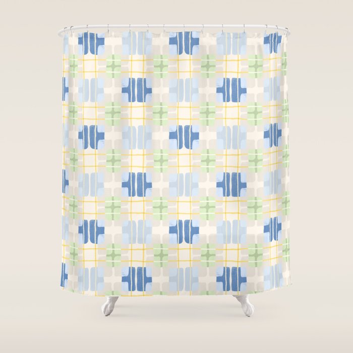 Geo handmade squares Shower Curtain Gallery Image 1