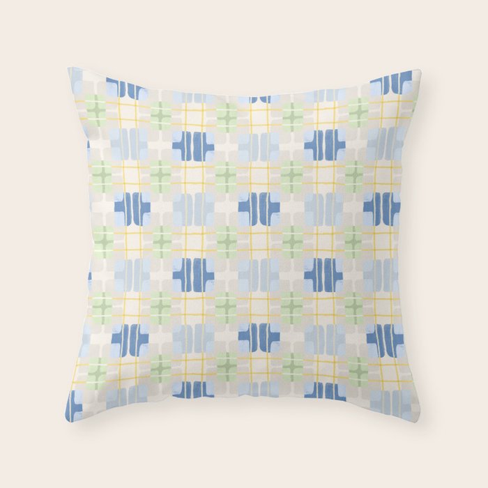 Geo handmade squares Throw Pillow Gallery Image 1