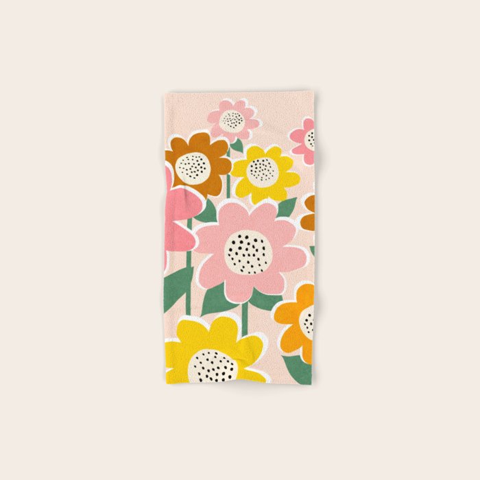 Flowerscape - peach Bath Towel Gallery Image 1