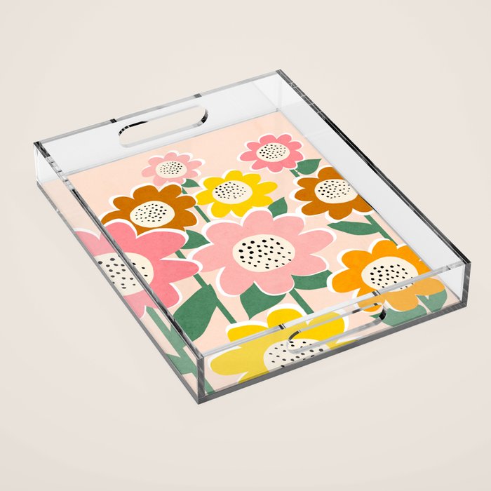 Flowerscape - peach Acrylic Tray Gallery Image 1