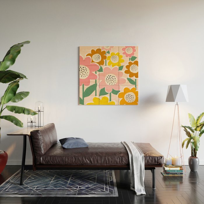 Flowerscape - peach Wood Wall Art Gallery Image 2