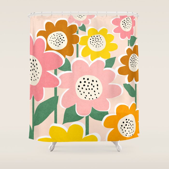 Flowerscape - peach Shower Curtain Gallery Image 1